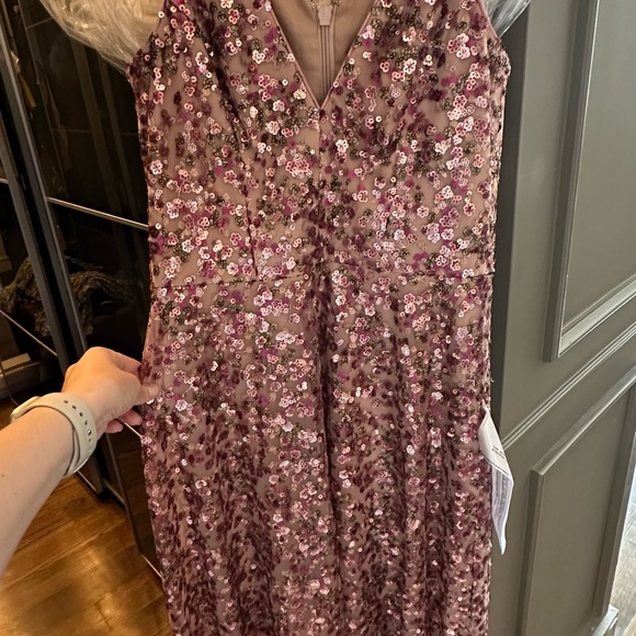 NWT Dress the Population Ariyah gown in blush/pink sequins, size medium, $348